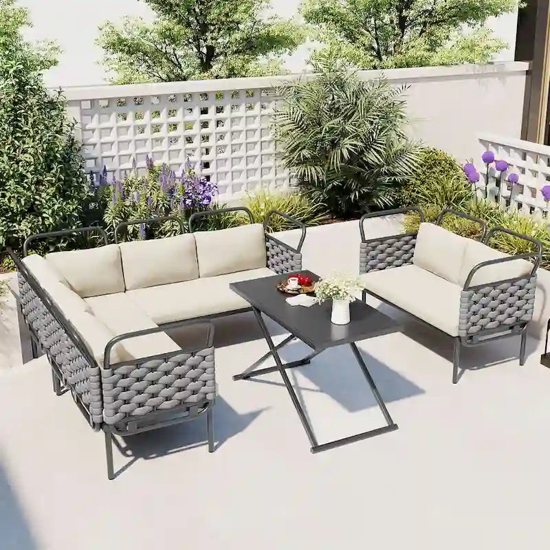 5-Piece Modern Patio Sectional Sofa Set