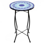 19  Blue Sun Mosaic Glass Patio Side Table