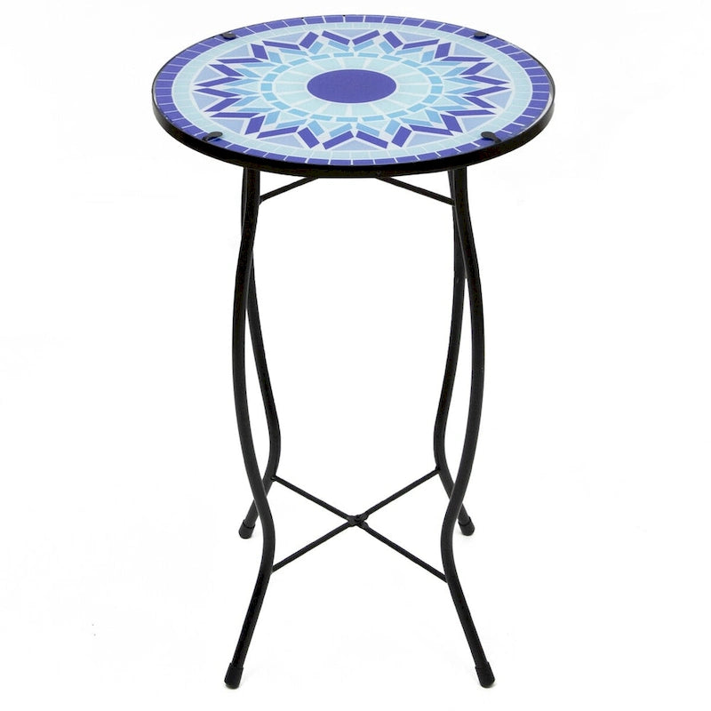19  Blue Sun Mosaic Glass Patio Side Table