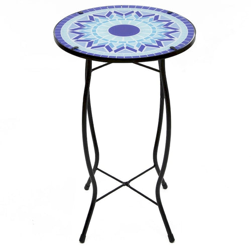 19  Blue Sun Mosaic Glass Patio Side Table