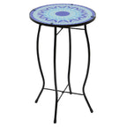 19  Blue Sun Mosaic Glass Patio Side Table