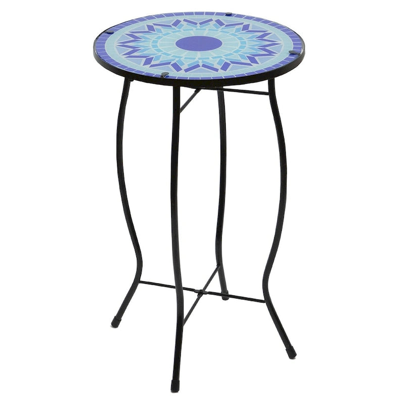 19  Blue Sun Mosaic Glass Patio Side Table