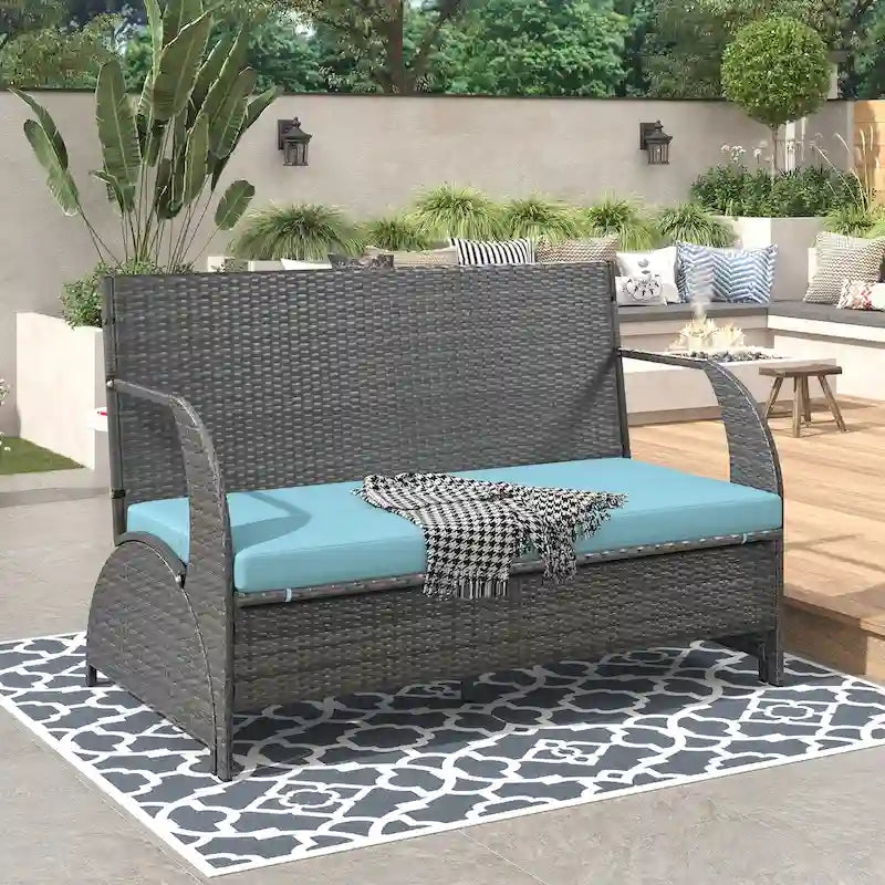 Outdoor Loveseat and Convertible to four seats and a table,Suitable for Gardens and Lawns
