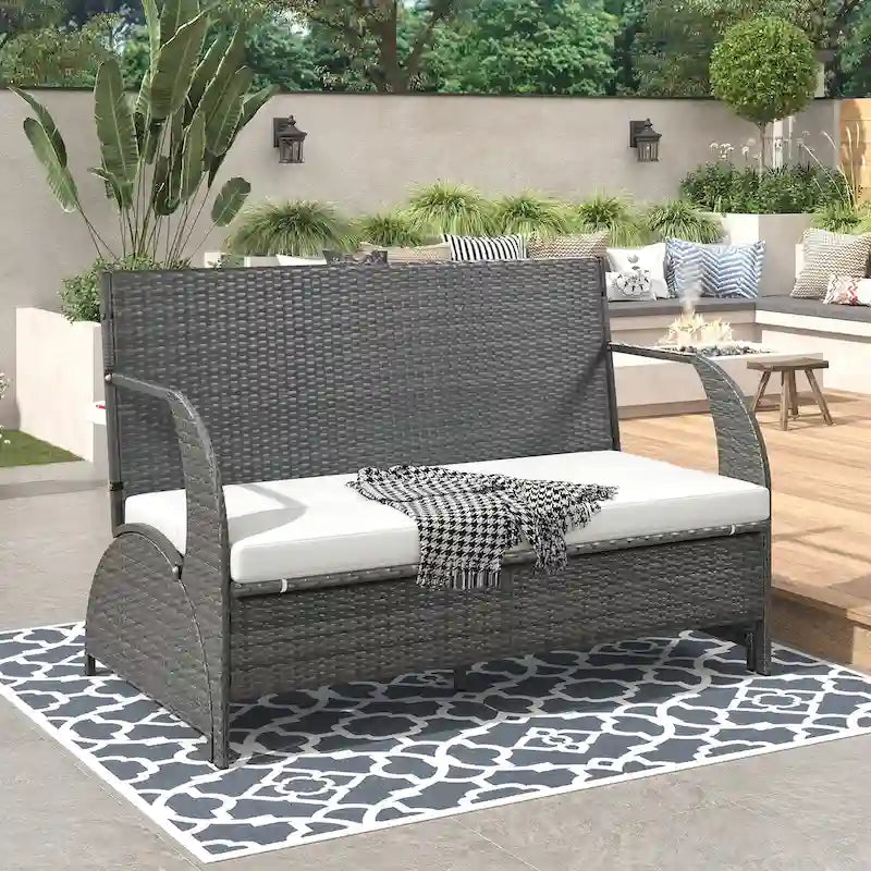 Outdoor Loveseat and Convertible to four seats and a table,Suitable for Gardens and Lawns