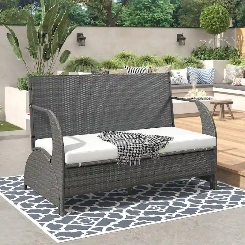 Outdoor Loveseat and Convertible to four seats and a table,Suitable for Gardens and Lawns