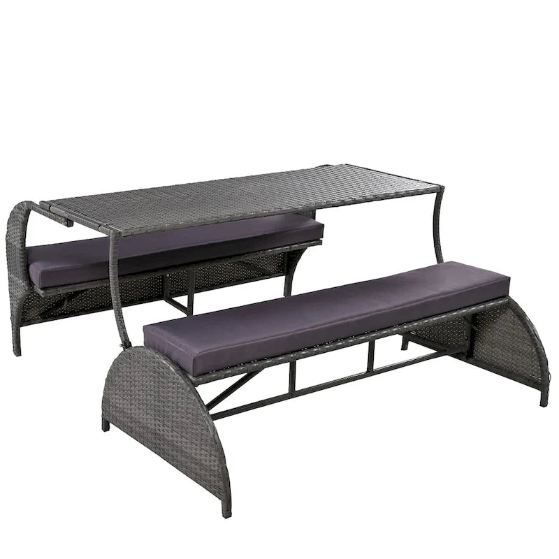 Outdoor Loveseat and Convertible to four seats and a table,Suitable for Gardens and Lawns