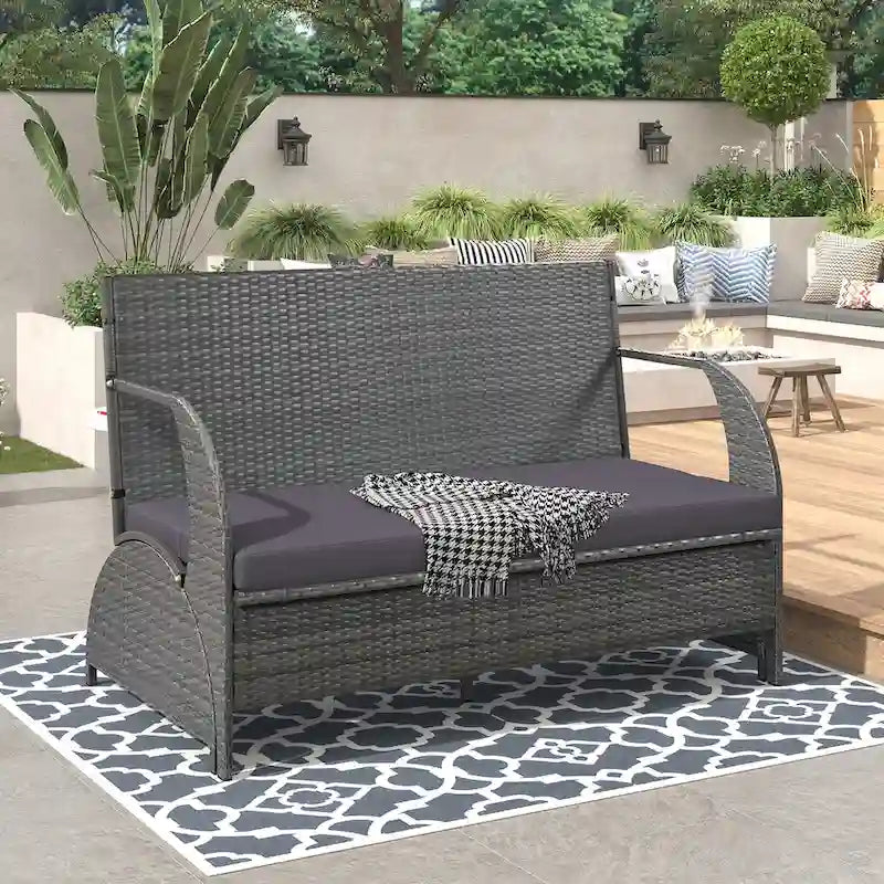 Outdoor Loveseat and Convertible to four seats and a table,Suitable for Gardens and Lawns