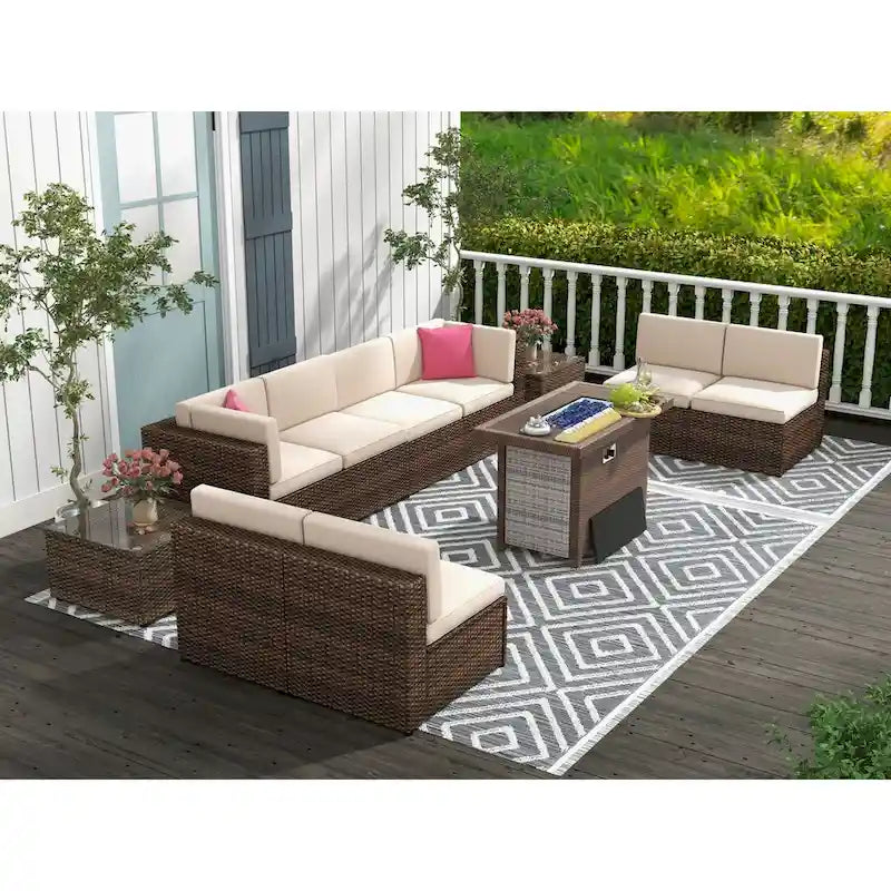 11 PCS Patio Furniture Set, Outdoor Sectional Sofa Sets