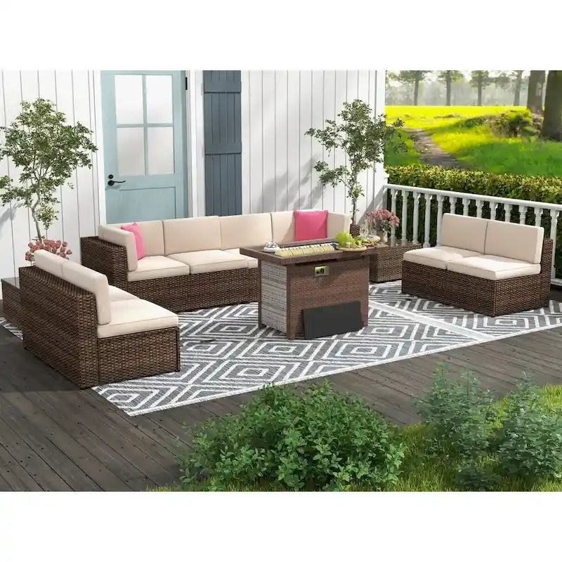 11 PCS Patio Furniture Set, Outdoor Sectional Sofa Sets