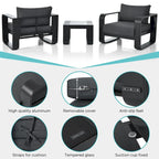 3-pieces Aluminum Frame Patio Furniture