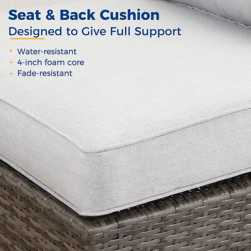 2 Pieces Patio Furniture Sets with Coffee Table PE rattan Water Resistance - Grey