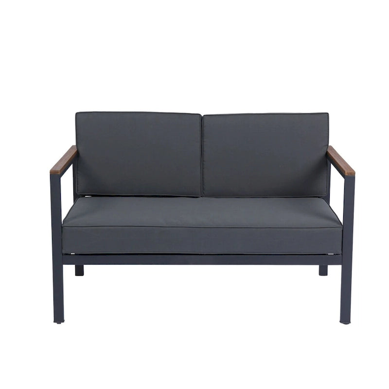 4-Piece Outdoor Sofa Set with Acacia Wood Top & Dark Grey Cushions - 28.35*46.46*27.56inchs