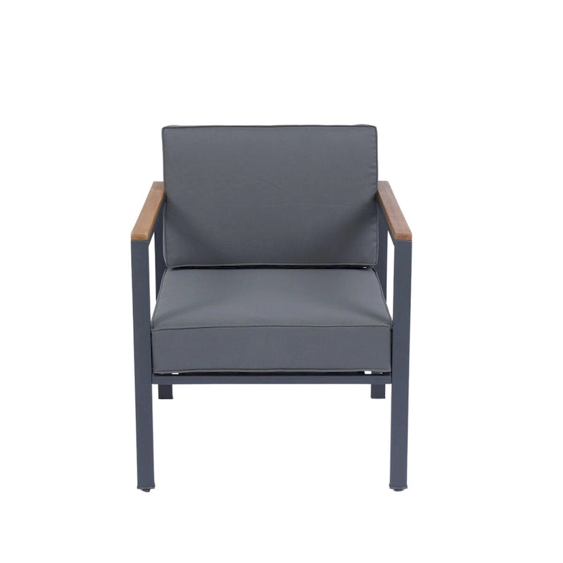 4-Piece Outdoor Sofa Set with Acacia Wood Top & Dark Grey Cushions - 28.35*46.46*27.56inchs