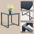 3 Pieces Patio Bistro Sets, Outdoor Rattan Conversation with Glass Table, Wicker Furniture Set with Cushion