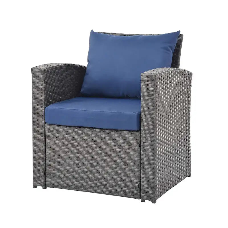 4-Piece PE Wicker Patio Conversation Set with Cushions
