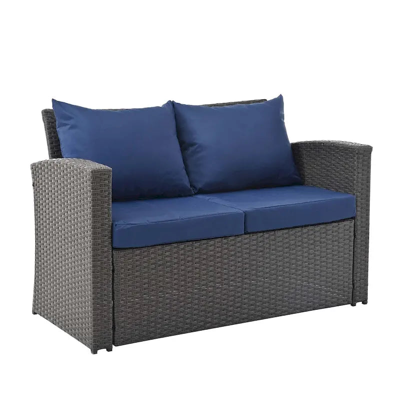 4-Piece PE Wicker Patio Conversation Set with Cushions