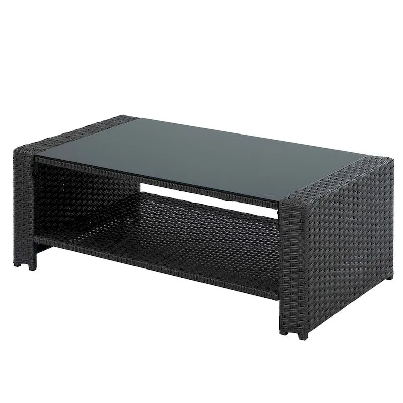 4-Piece PE Wicker Patio Conversation Set with Cushions