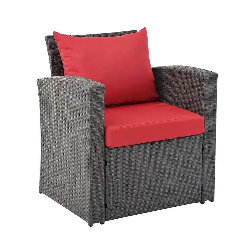 4-Piece PE Wicker Patio Conversation Set with Cushions