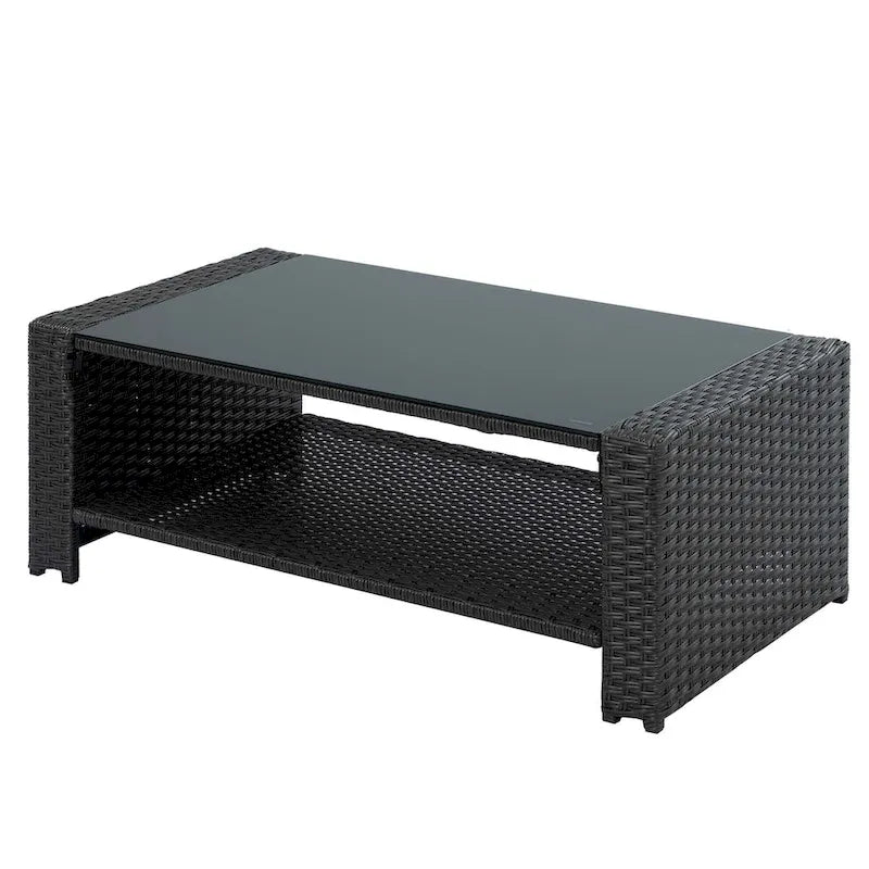 4-Piece PE Wicker Patio Conversation Set with Cushions