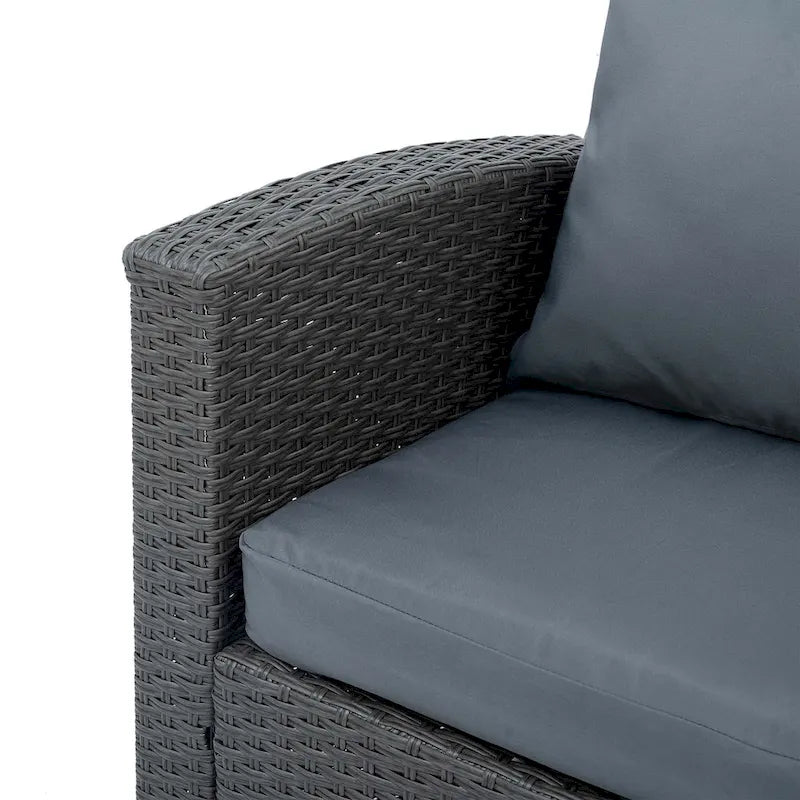 4-Piece PE Wicker Patio Conversation Set with Cushions