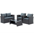 4-Piece PE Wicker Patio Conversation Set with Cushions