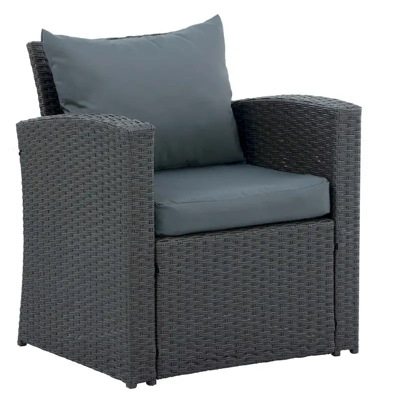 4-Piece PE Wicker Patio Conversation Set with Cushions