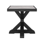 Tira 22 Inch Outdoor Side End Table, Tile Top, Black, Light Gray Finish