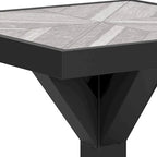 Tira 22 Inch Outdoor Side End Table, Tile Top, Black, Light Gray Finish