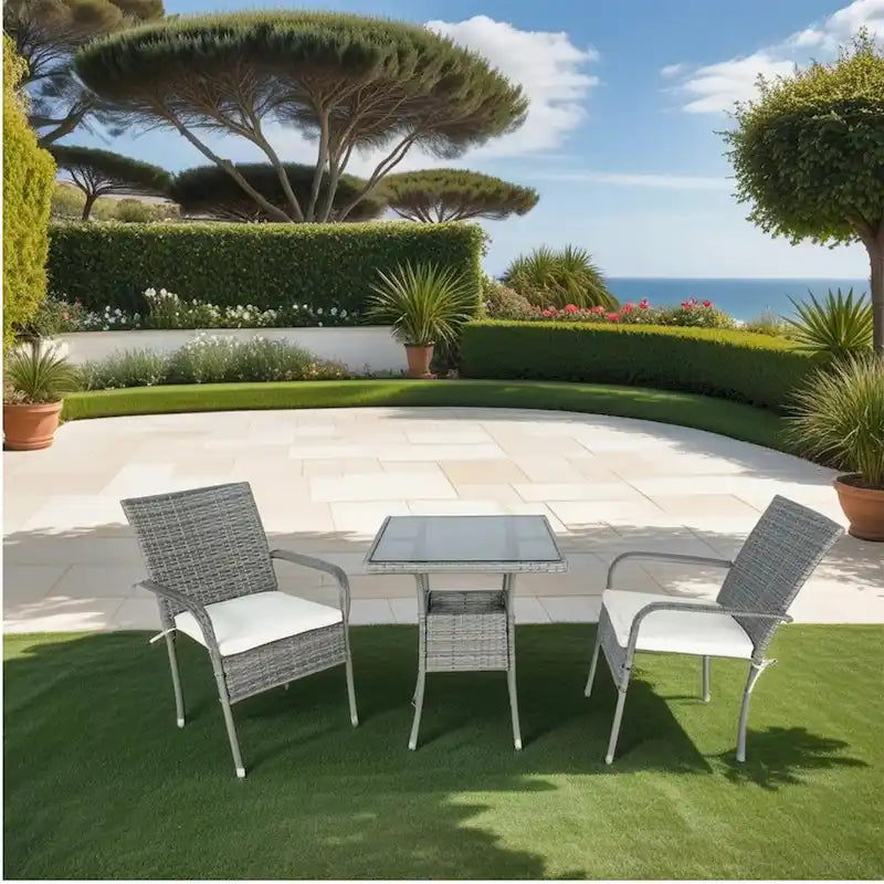 3 Piece Patio Wicker Conversation Set