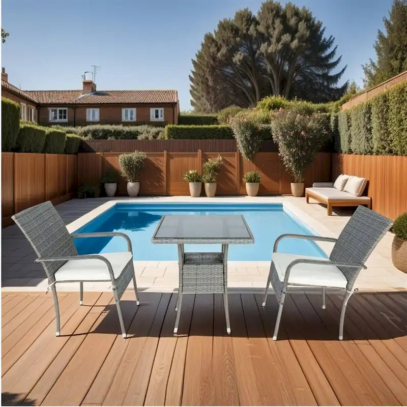 3 Piece Patio Wicker Conversation Set