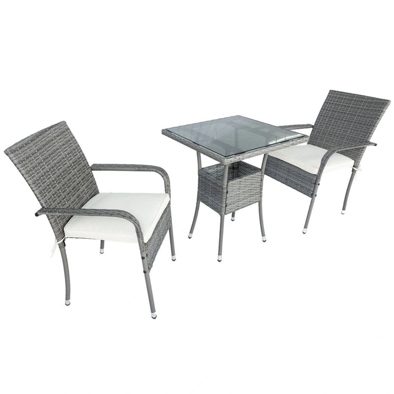 3 Piece Patio Wicker Conversation Set