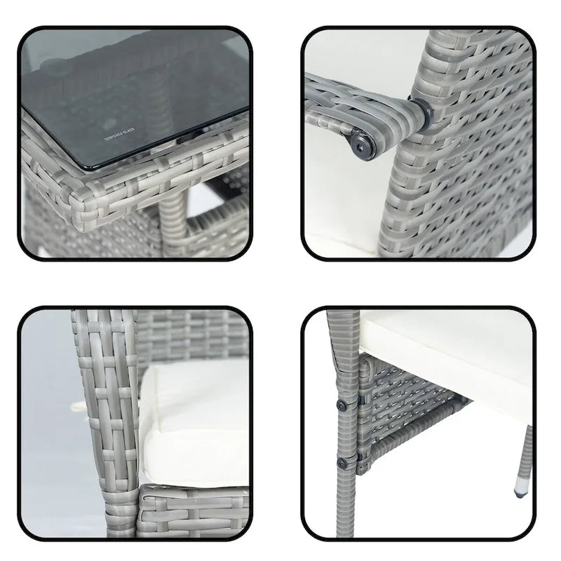 3 Piece Patio Wicker Conversation Set