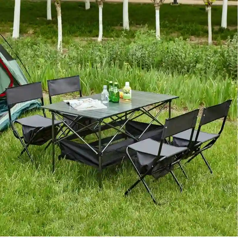 5Pcs Folding Outdoor Chair Set for Picnics, Beach