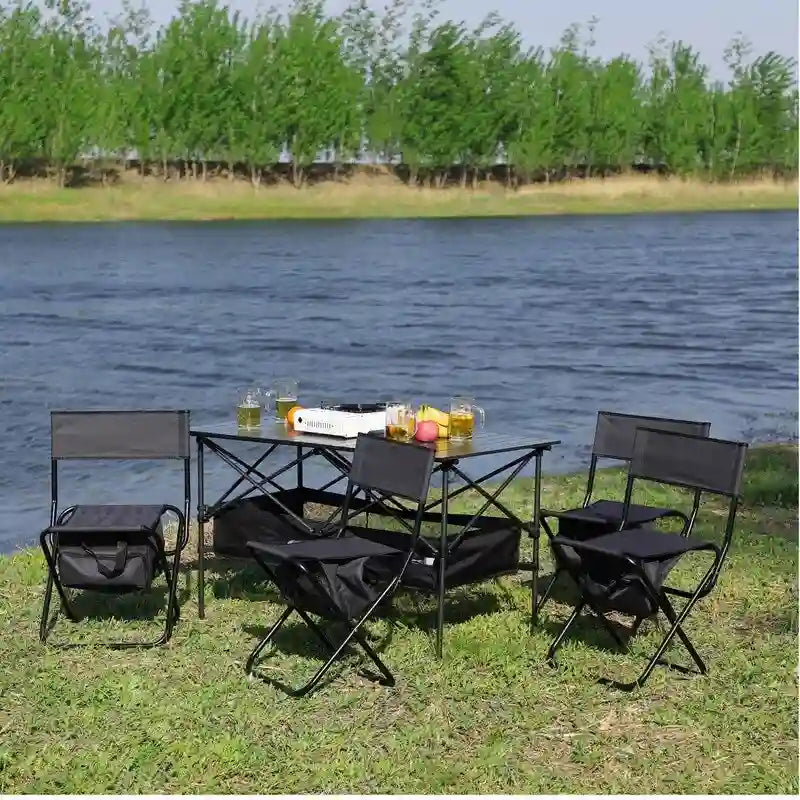 5Pcs Folding Outdoor Chair Set for Picnics, Beach