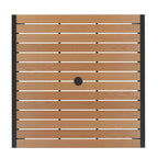 35  Square Faux Teak Patio Table, 4 Chairs and 9FT Patio Umbrella with Base