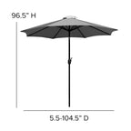 35  Square Faux Teak Patio Table, 4 Chairs and 9FT Patio Umbrella with Base