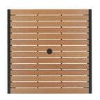 35  Square Faux Teak Patio Table, 4 Chairs and 9FT Patio Umbrella with Base