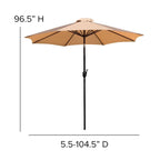 35  Square Faux Teak Patio Table, 4 Chairs and 9FT Patio Umbrella with Base