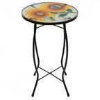 19  Sunflower and Bumblebee Glass Patio Side Table