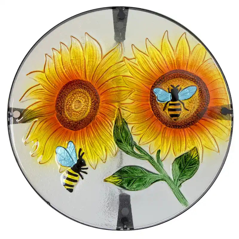 19  Sunflower and Bumblebee Glass Patio Side Table