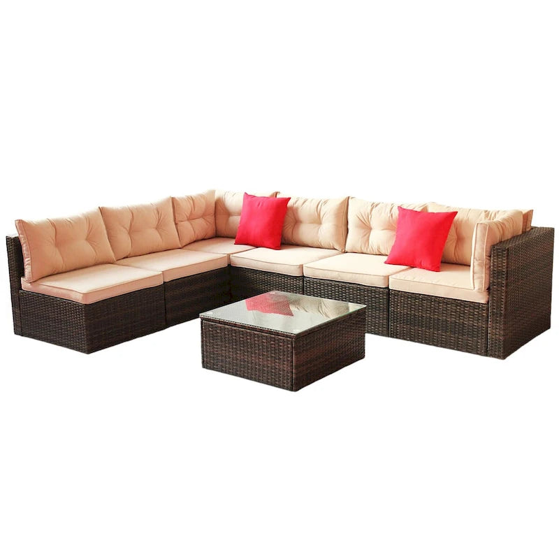 7 Pieces PE Rattan Patio Furniture Set