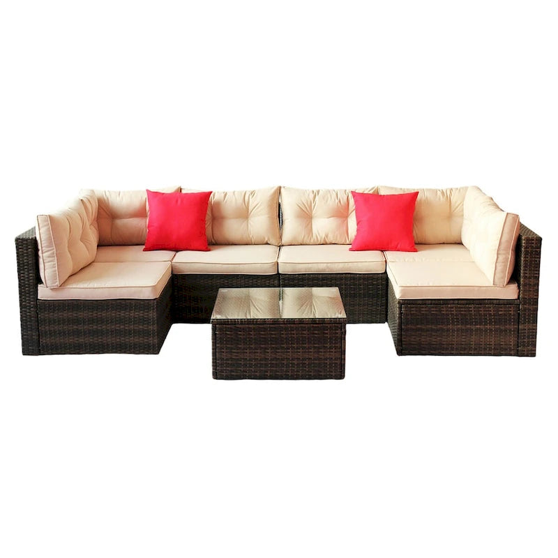 7 Pieces PE Rattan Patio Furniture Set
