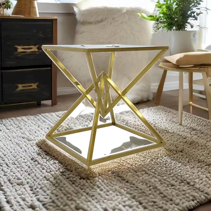 Cinna Glass/ Metal Side Table