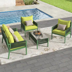 Outdoor Conversation Set:Patio Furniture Ensemble with Tempered Glass Table,4-Piece Rope Design