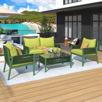 Outdoor Conversation Set:Patio Furniture Ensemble with Tempered Glass Table,4-Piece Rope Design