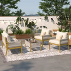 Outdoor Conversation Set:Patio Furniture Ensemble with Tempered Glass Table,4-Piece Rope Design
