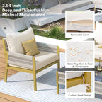 Outdoor Conversation Set:Patio Furniture Ensemble with Tempered Glass Table,4-Piece Rope Design
