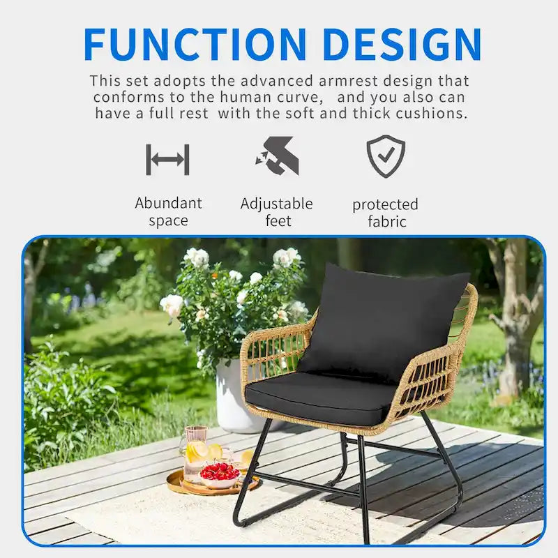 Moasis 4-Piece Patio Furniture Wicker Outdoor Loveseat - 4 Pcs