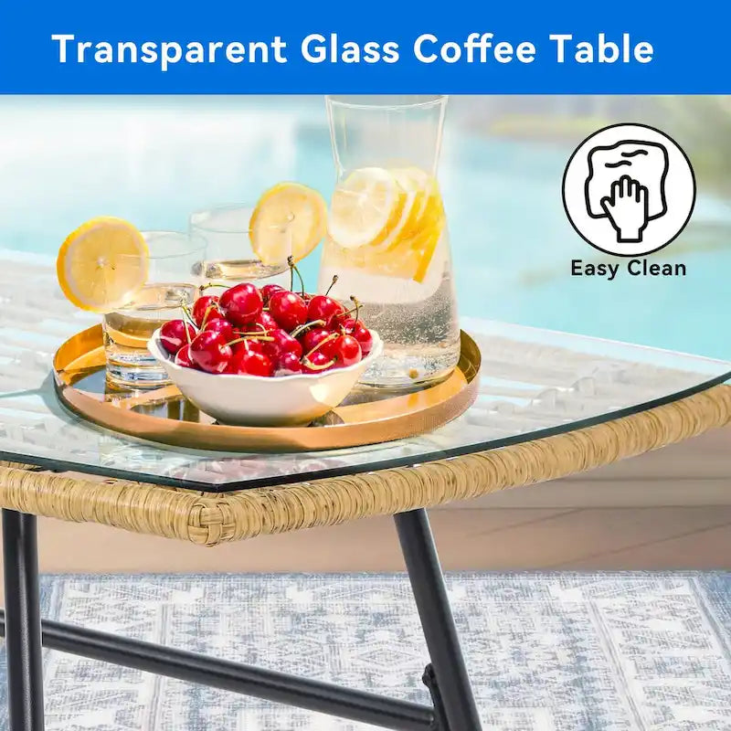 Moasis 4-Piece Patio Furniture Wicker Outdoor Loveseat - 4 Pcs