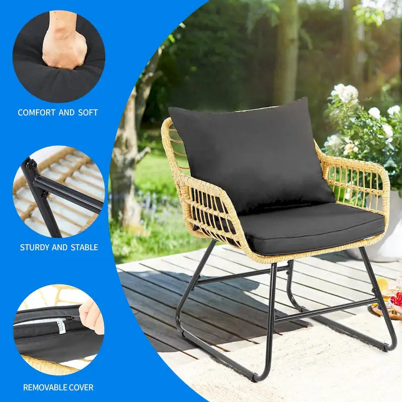 Moasis 4-Piece Patio Furniture Wicker Outdoor Loveseat - 4 Pcs